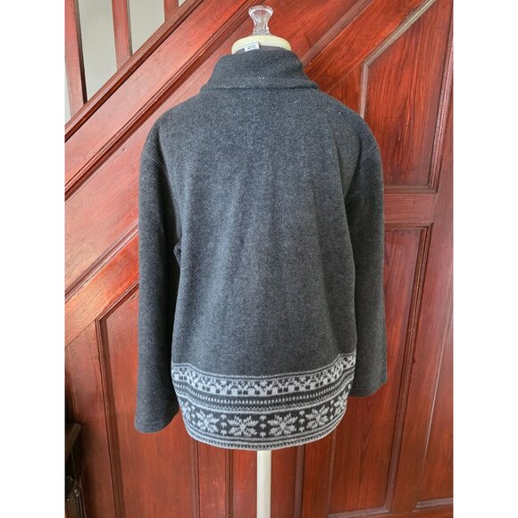 Talbots Womens Medium Wool Christmas Cardigan Embroidered Holly & Nordic Pattern - Picture 5 of 9